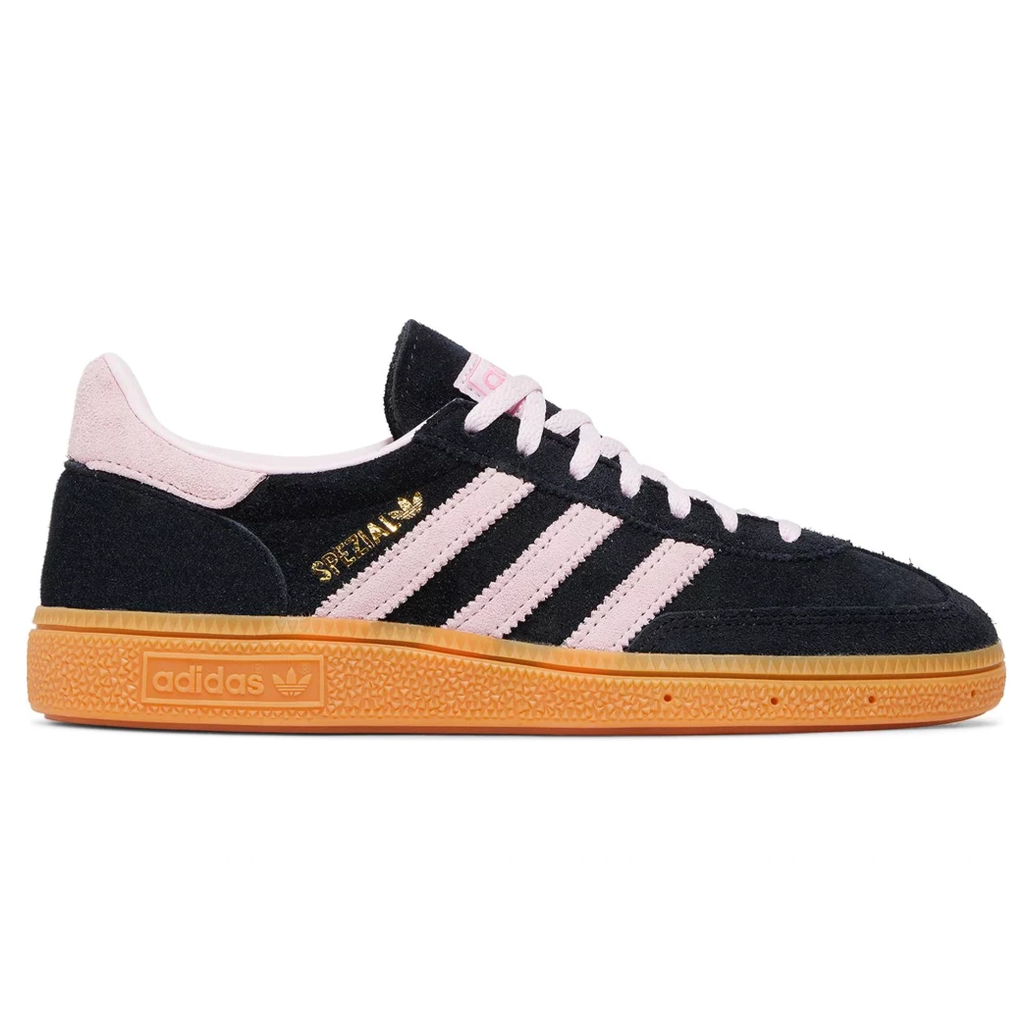 Side view of Adidas Handball Spezial Black Clear Pink Gum (W) IE5897
